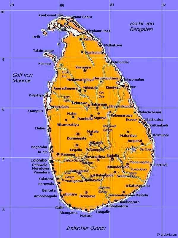 Landkarte von Sri Lanka